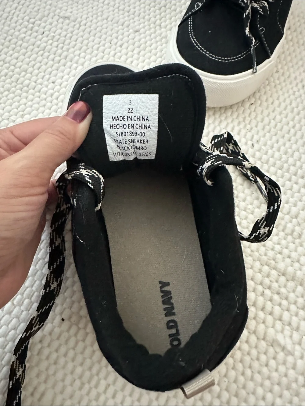 Old Navy Black and White Kids Canvas Sneakers